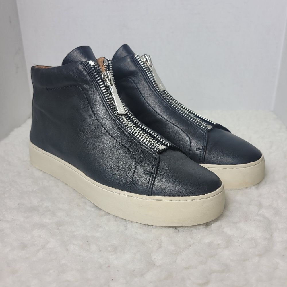 Frye Lena Women's Size 9 Black Leather High Top Black Leather Zipper Accent